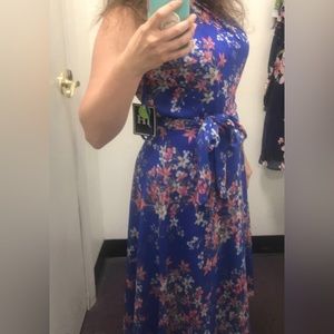 Blue and pink floral dress